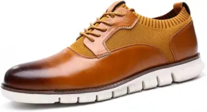 Men's Oxford Dress Shoes - Hybrid Leather Sneakers with Sporty Soles Lightweight and Comfortable Running Shoes