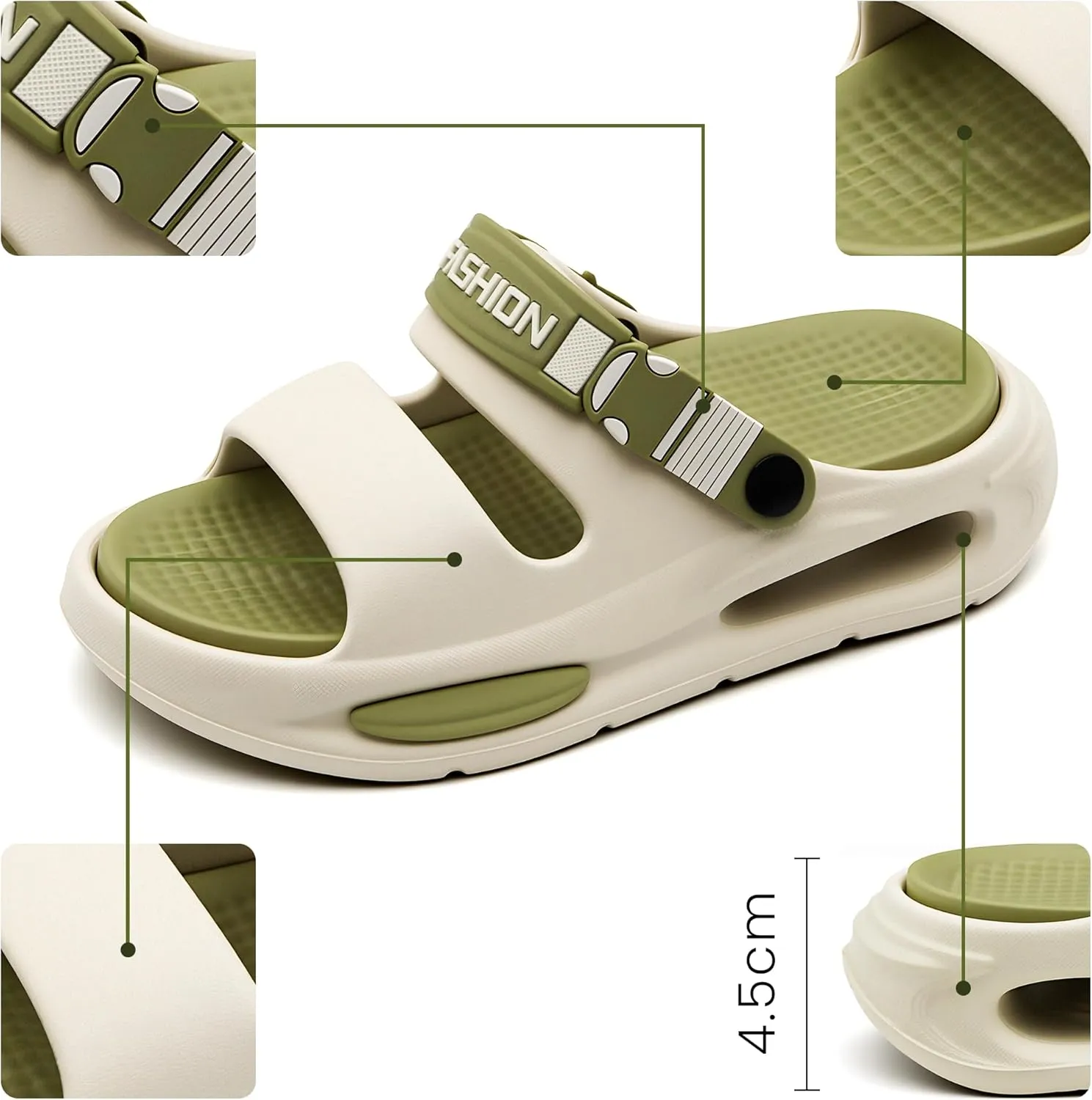 Men's Slide Sandals Indoor and Outdoor, Casual Slide Sandals for Men Spring Summer, Lightweight Comfortable Cushioned Open Toe Men’s Shoes
