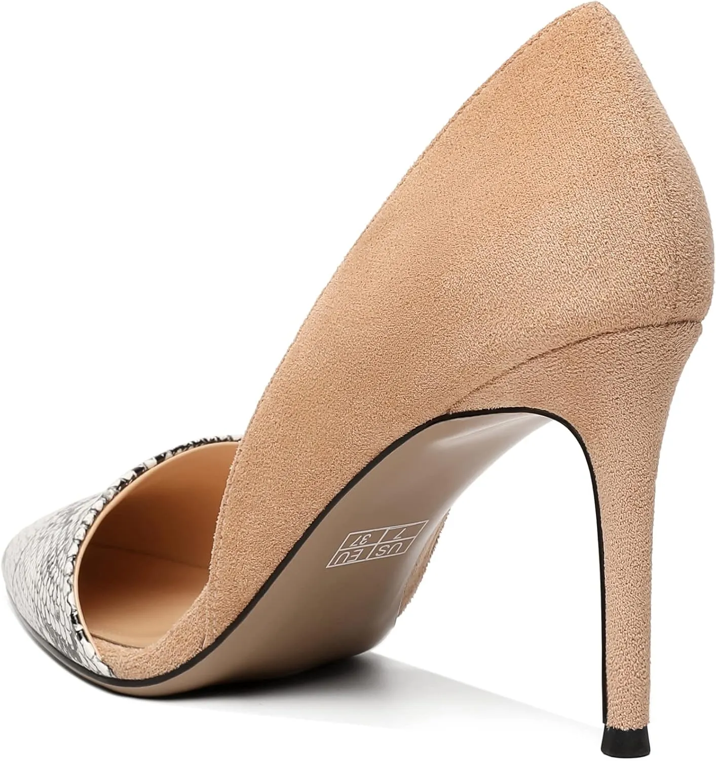 Mettesally Women Stiletto Heels Snakeskin Slip On Pointed Toe Pumps Closed Toe High Heel Dress Shoes for Wedding Party Office