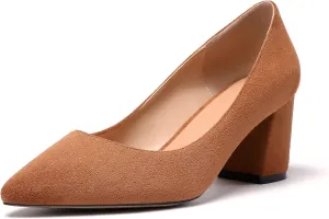 Mettesally Women's Block Heels Pointed Toe Middle Heel Pumps Comfort Walking Party Club Elegant Dress Shoes