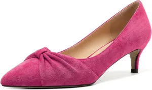 Mettesally Womens Kitten Heel Pumps Pointed Toe Mid Heels Bow Tie Comfort Slip On Heeled Shoes for Wedding Party Office