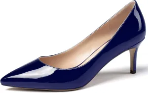 Mettesally Women's Kitten Heel Pumps Pointed Toe Slip On Classic Mid Heels Pumps Part Wedding Dress Shoes