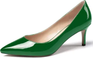 Mettesally Women's Kitten Heel Pumps Pointed Toe Slip On Classic Mid Heels Pumps Part Wedding Dress Shoes