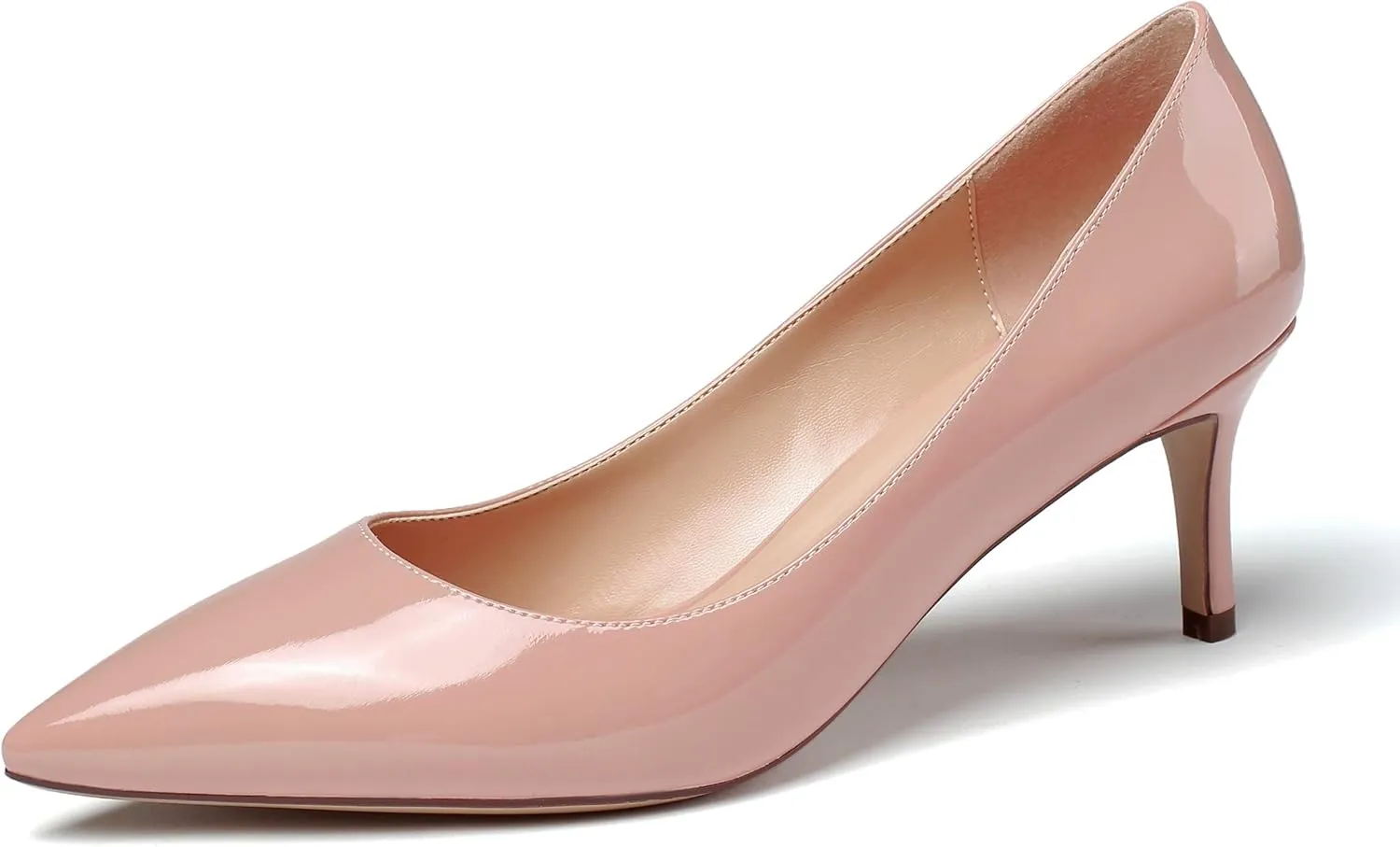 Mettesally Women's Kitten Heel Pumps Pointed Toe Slip On Classic Mid Heels Pumps Part Wedding Dress Shoes