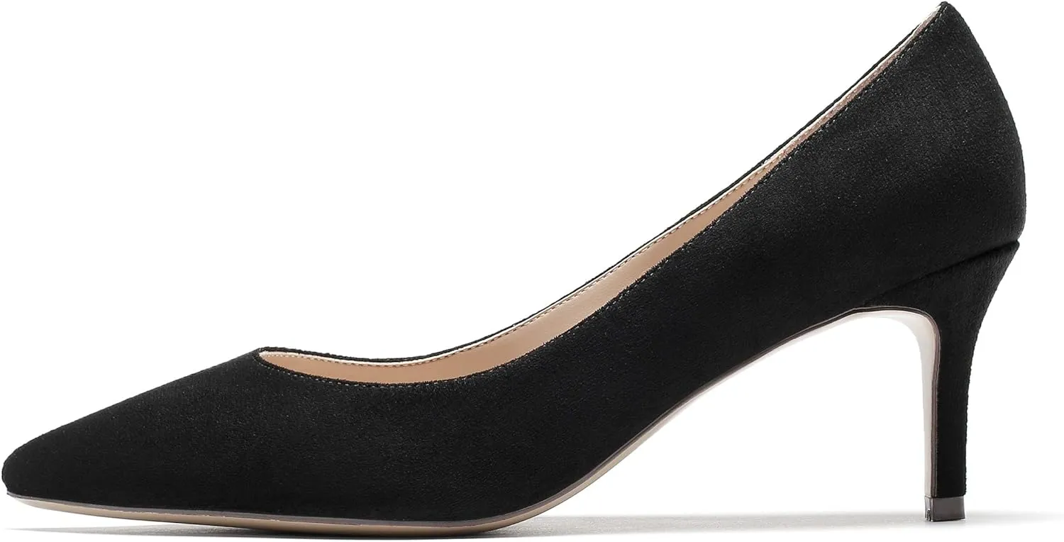 Mettesally Women's Kitten Heel Pumps Pointed Toe Slip On Classic Mid Heels Pumps Part Wedding Dress Shoes
