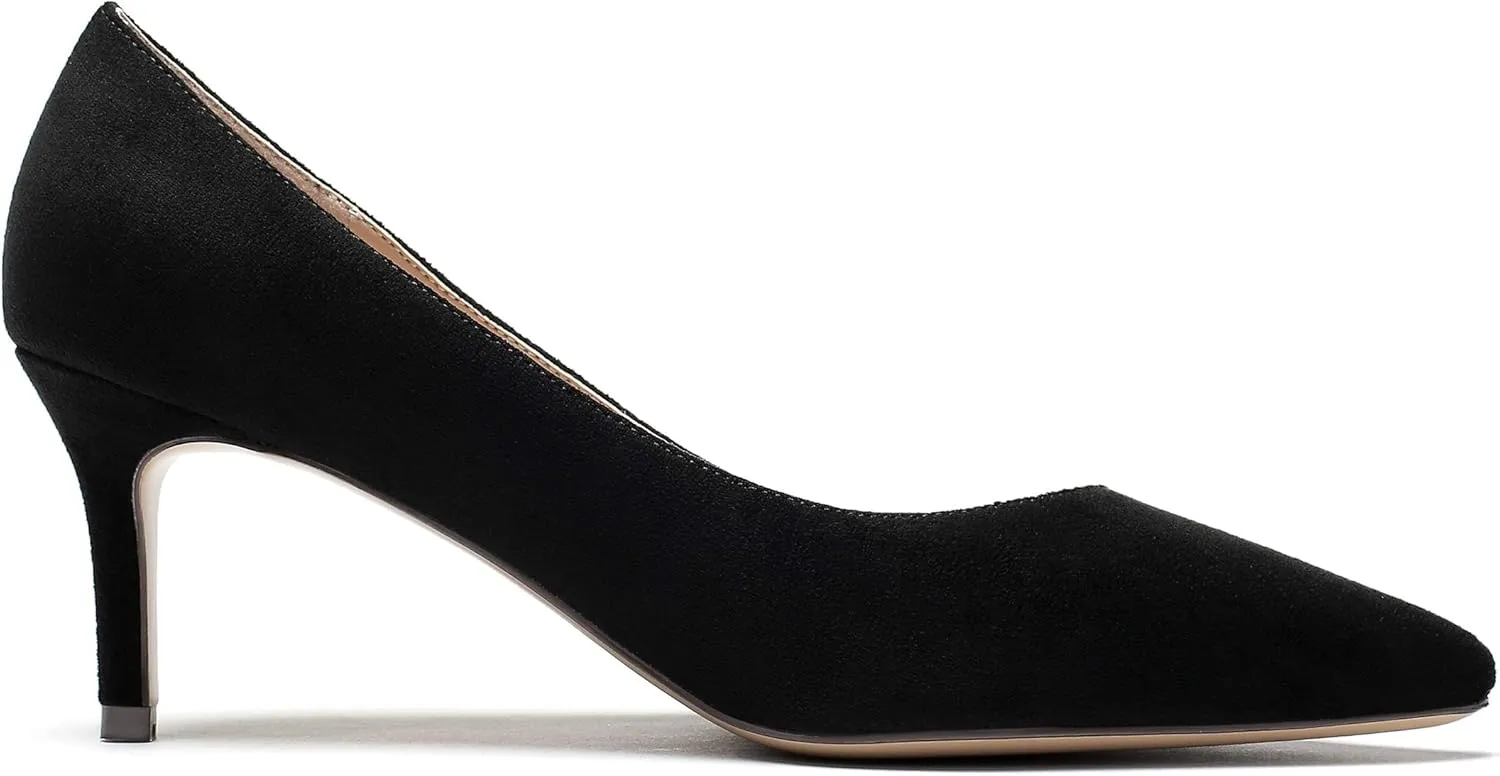 Mettesally Women's Kitten Heel Pumps Pointed Toe Slip On Classic Mid Heels Pumps Part Wedding Dress Shoes