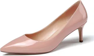 Mettesally Women's Kitten Heel Pumps Pointed Toe Slip On Classic Mid Heels Pumps Part Wedding Dress Shoes