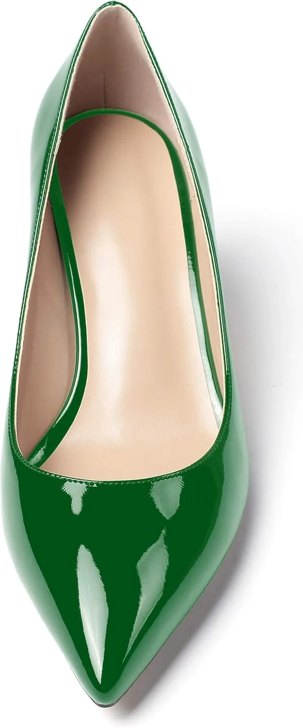 Mettesally Women's Kitten Heel Pumps Pointed Toe Slip On Classic Mid Heels Pumps Part Wedding Dress Shoes