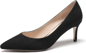 Mettesally Women's Kitten Heel Pumps Pointed Toe Slip On Classic Mid Heels Pumps Part Wedding Dress Shoes