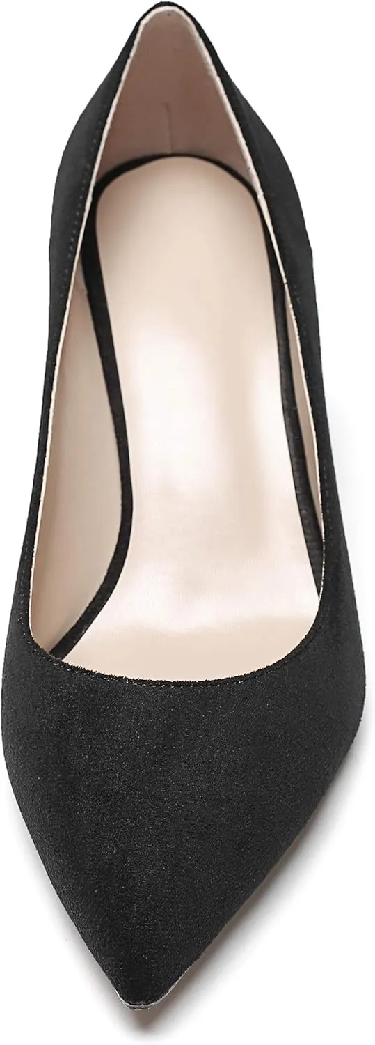 Mettesally Women's Kitten Heel Pumps Pointed Toe Slip On Classic Mid Heels Pumps Part Wedding Dress Shoes