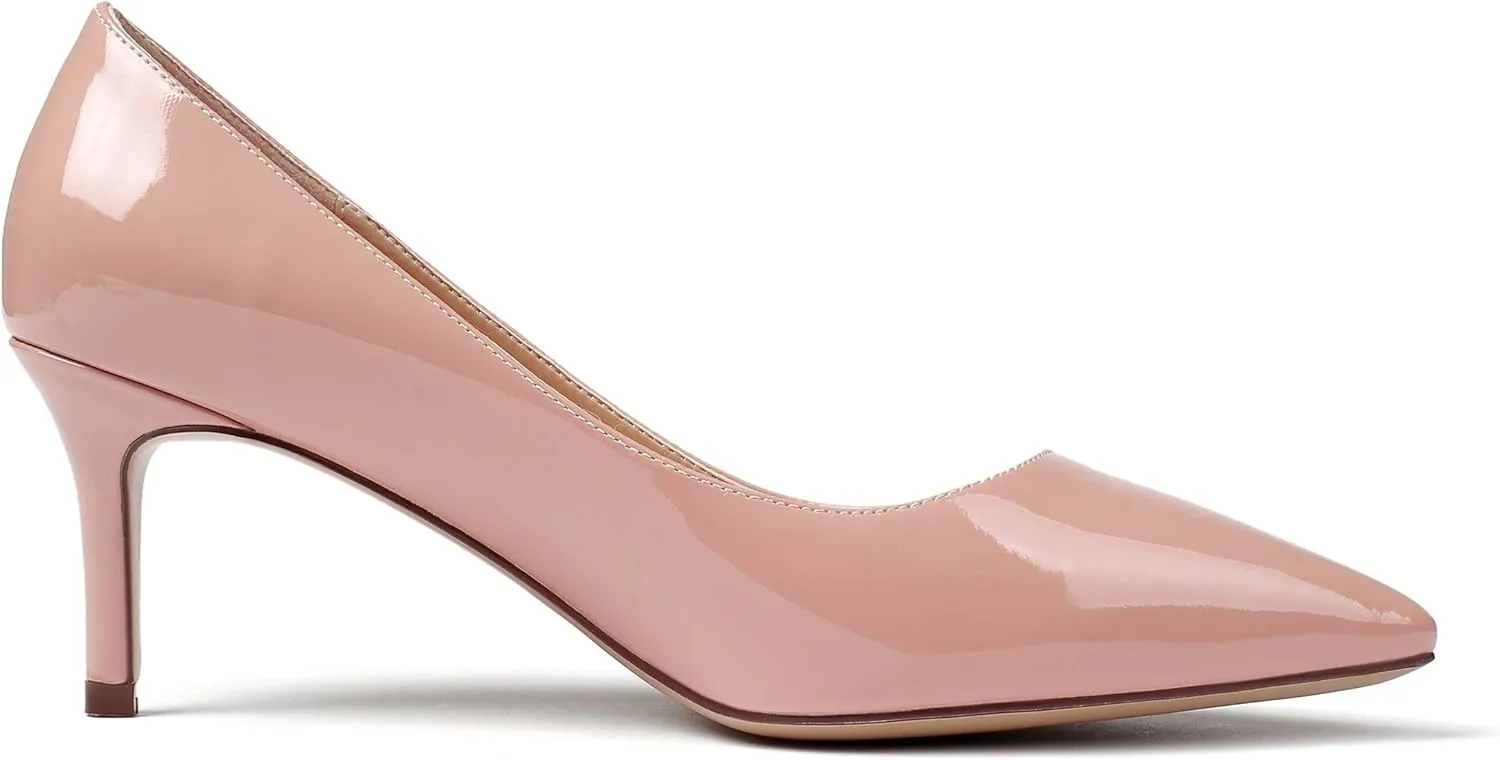 Mettesally Women's Kitten Heel Pumps Pointed Toe Slip On Classic Mid Heels Pumps Part Wedding Dress Shoes