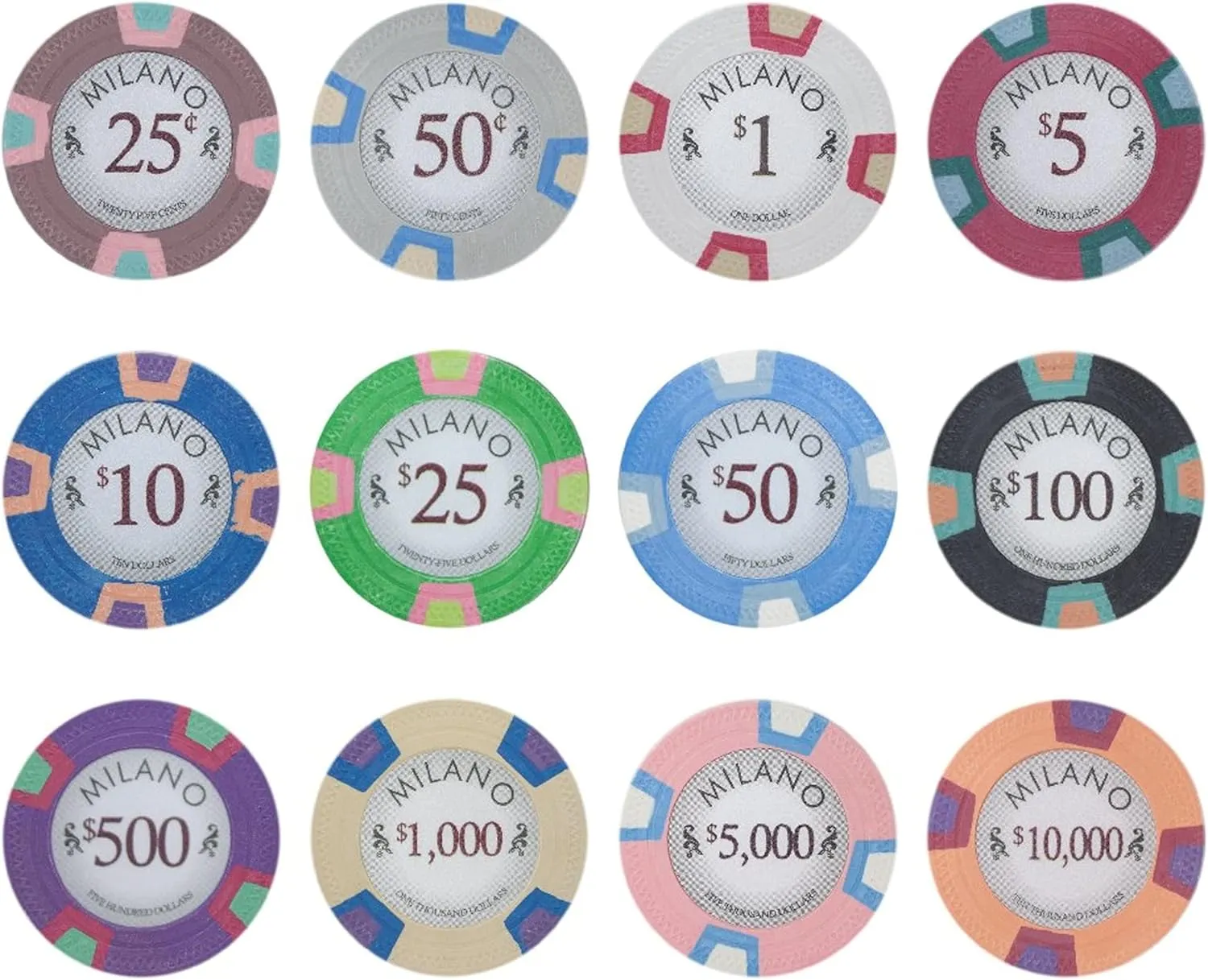Milano Casino Grade Clay Poker Chip 10-gram – Pack of 50