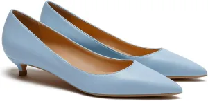 MOOMMO Low Kitten Heel Pumps for Women Pointed Toe Satin Dress Shoes Slip On 1 Inch Low Heel Work Pumps Comfy Basic Casual Office Evening Party Bridal Pump Shoes 4-13 M US