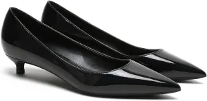 MOOMMO Low Kitten Heel Pumps for Women Pointed Toe Satin Dress Shoes Slip On 1 Inch Low Heel Work Pumps Comfy Basic Casual Office Evening Party Bridal Pump Shoes 4-13 M US