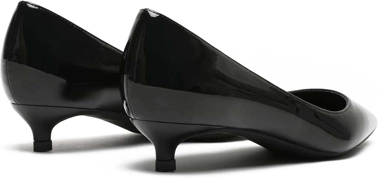 MOOMMO Low Kitten Heel Pumps for Women Pointed Toe Satin Dress Shoes Slip On 1 Inch Low Heel Work Pumps Comfy Basic Casual Office Evening Party Bridal Pump Shoes 4-13 M US