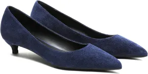 MOOMMO Low Kitten Heel Pumps for Women Pointed Toe Satin Dress Shoes Slip On 1 Inch Low Heel Work Pumps Comfy Basic Casual Office Evening Party Bridal Pump Shoes 4-13 M US
