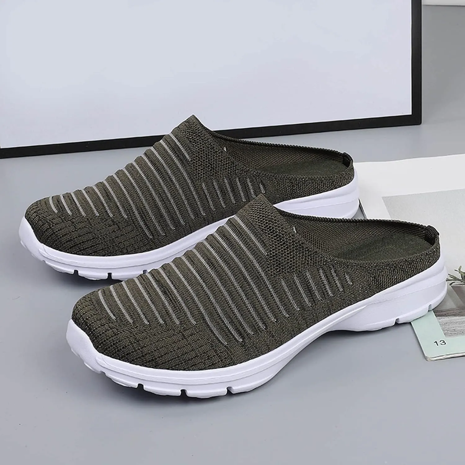 Mules for Women 2025 Backless Walking Sneakers Mens Tennis Shoes Cute Ladies Casual Shoes Slip On Sneakers Platform Tennis Shoe Casual Loafers