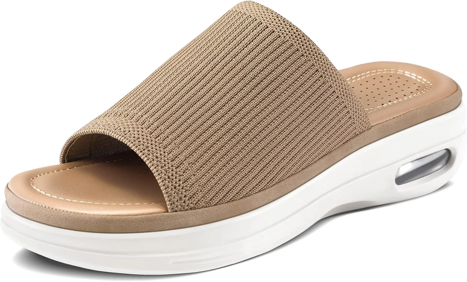 mysoft Women's Comfortable Slide Sandals Air Cushion Knit Slip On Wedge Lightweight Walking Sandals Platform Summer Shoes