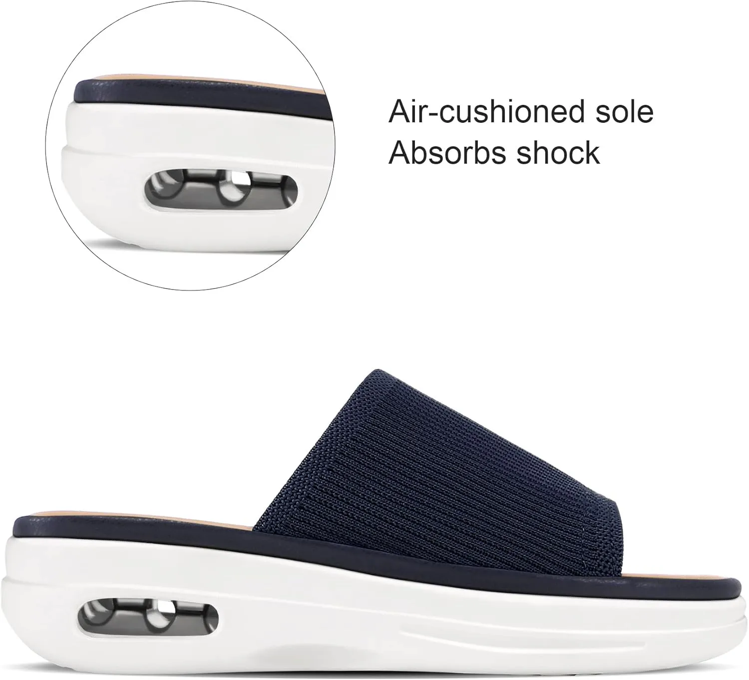 mysoft Women's Comfortable Slide Sandals Air Cushion Knit Slip On Wedge Lightweight Walking Sandals Platform Summer Shoes