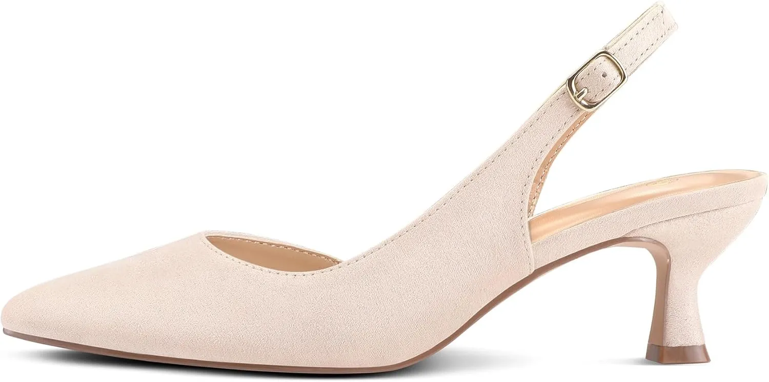 mysoft Women's Pumps Slingback Kitten Heels Pointed Toe Sexy Wedding Party Dress Pump Shoes