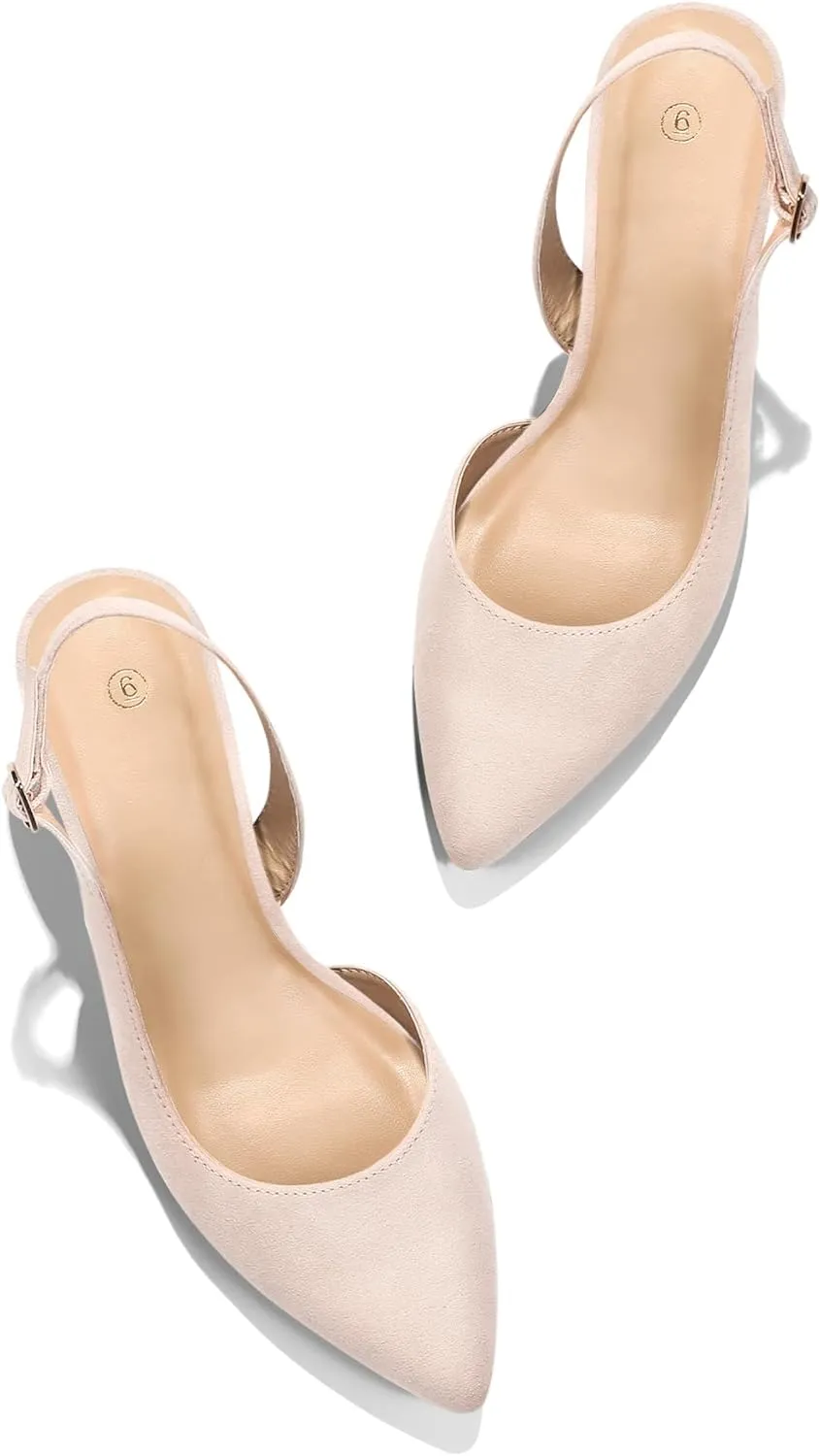 mysoft Women's Pumps Slingback Kitten Heels Pointed Toe Sexy Wedding Party Dress Pump Shoes