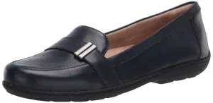 Naturalizer Soul Womens Kentley Slip On Memory Foam Loafer with Ornament, Navy Blue Leather, 10 M
