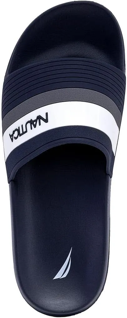 Nautica Men's Open Toe Slide Sandals - Comfortable Indoor & Outdoor Shower Slippers