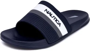 Nautica Men's Open Toe Slide Sandals - Comfortable Indoor & Outdoor Shower Slippers