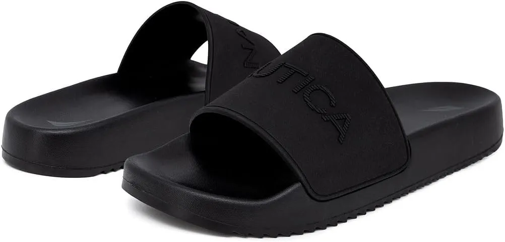 Nautica Men's Slide Sandals – Comfortable Slip-On Pool & Beach Shoes with Cushioned Footbed for Casual Wear