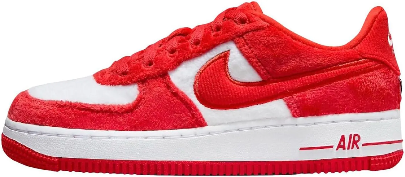 Nike Air Force 1 Big Kids' Shoes (FZ3552-612, Fire Red/White/Pink Foam/Light Crimson) Size 2