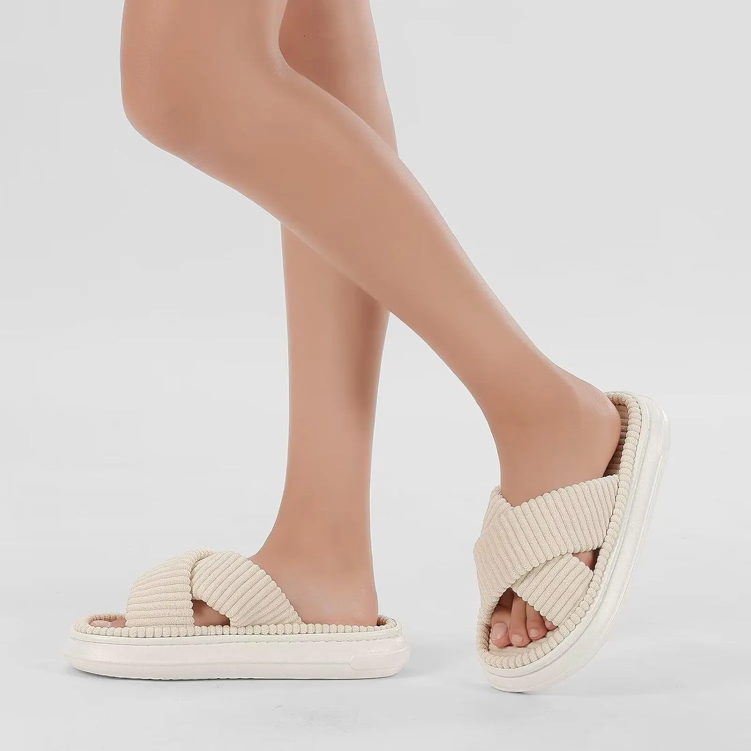 NineCiFun Platform Slippers for Women Indoor and Outdoor Women's Summer Slippers Open Toe Slide House Bedroom Shoes