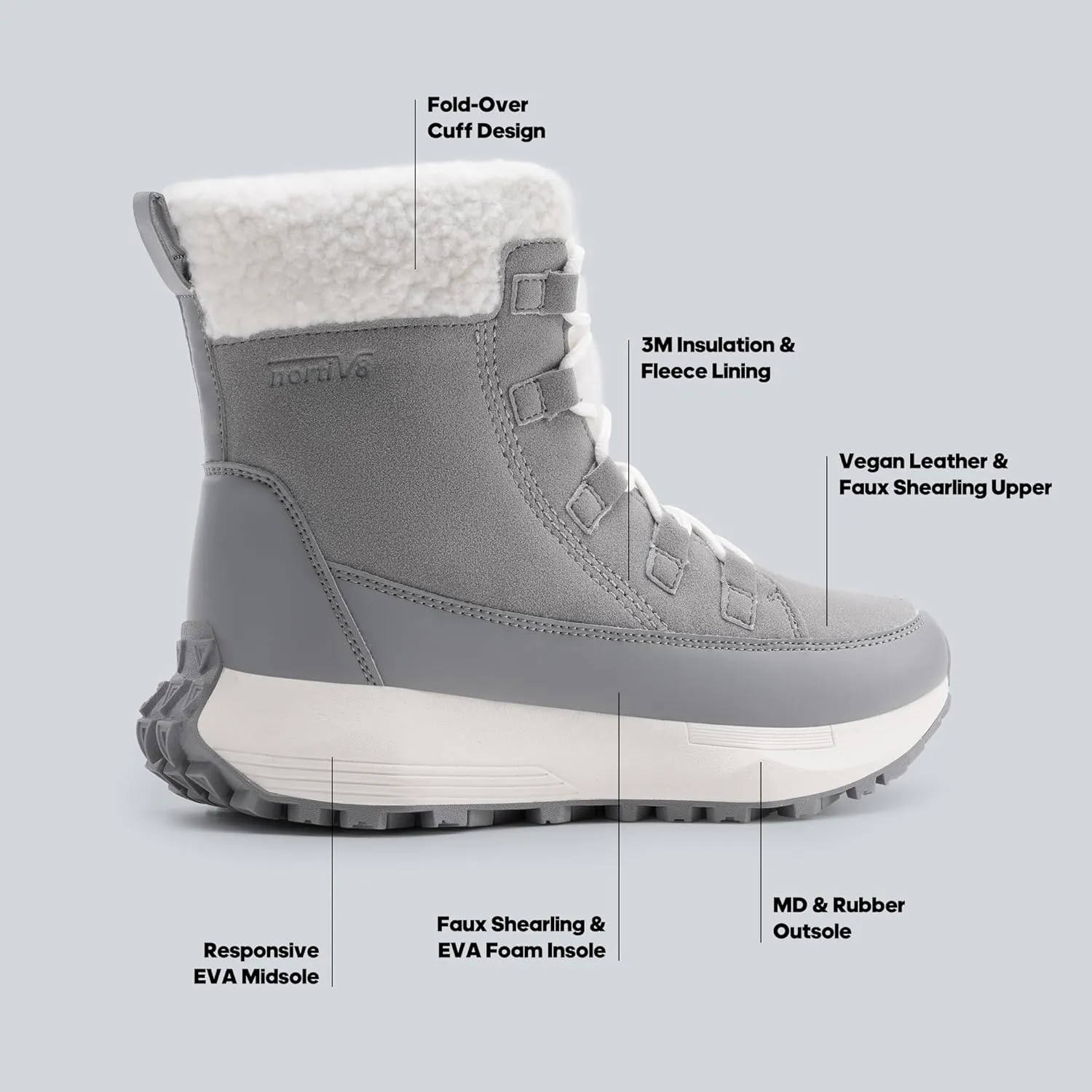 NORTIV 8 Women's Winter Boots Ankle Waterproof Lightweight Snow Sneaker Boots