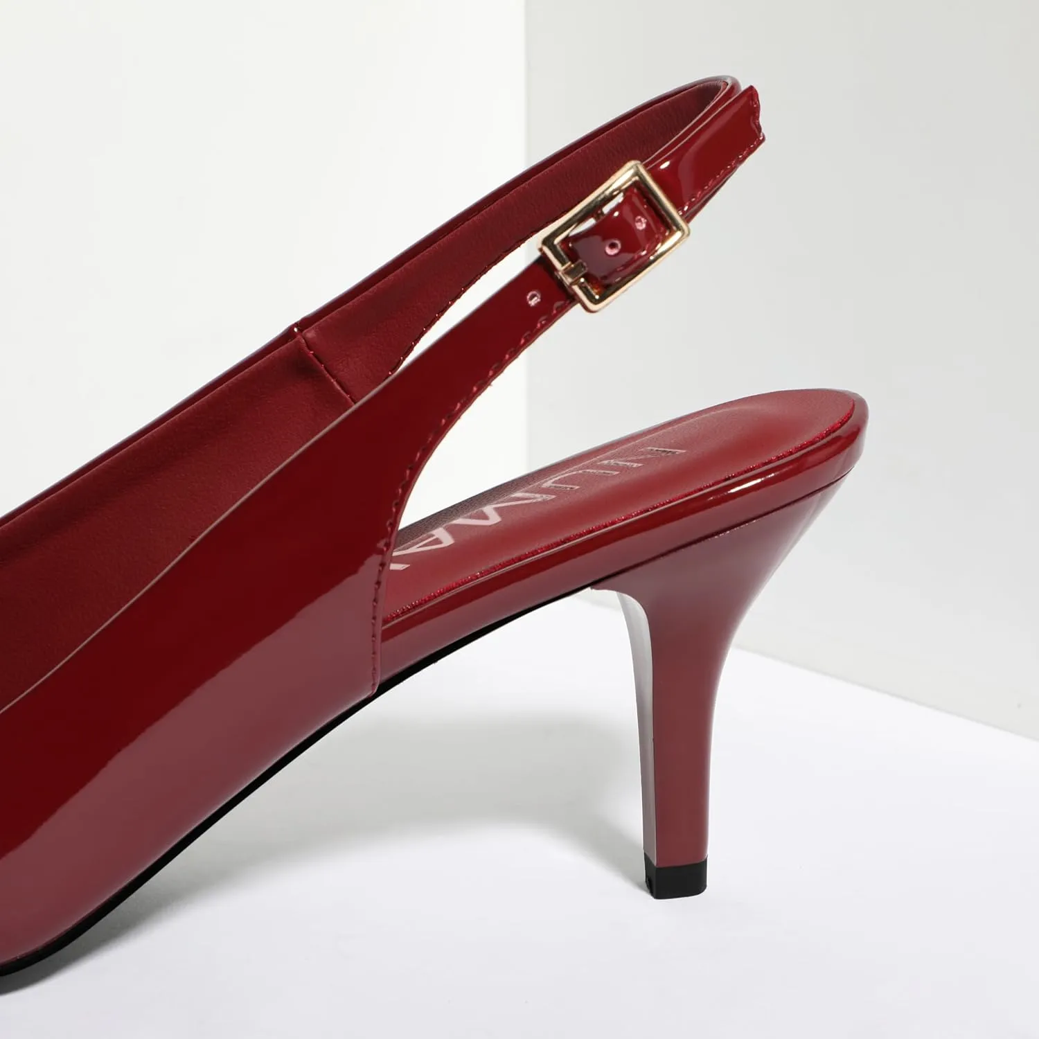 NUMALEO Slingback Heels for Women Pointed Close Toe Kitten Heels Patent Pumps Dress Party Comfy Stiletto 2.5 Inch Dress Shoes