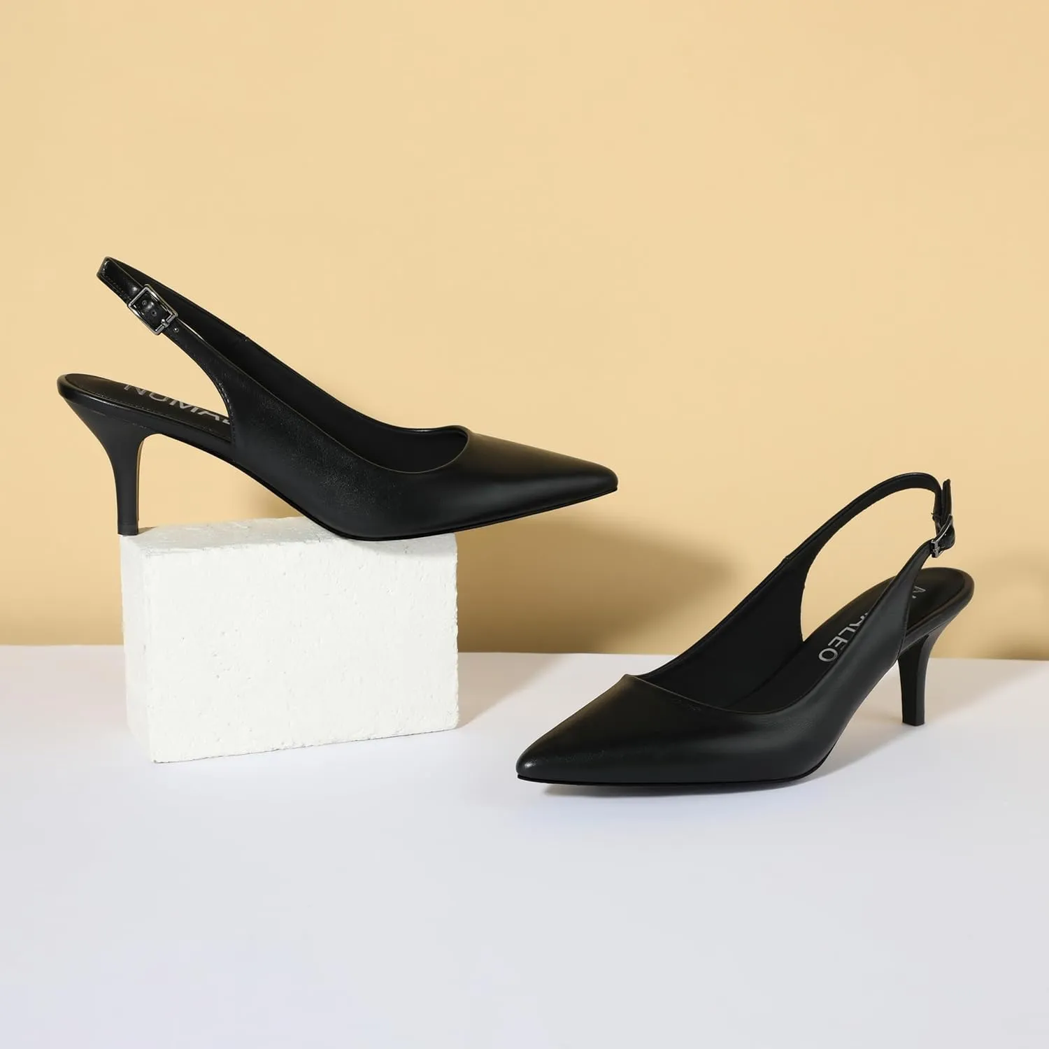 NUMALEO Slingback Heels for Women Pointed Close Toe Kitten Heels Patent Pumps Dress Party Comfy Stiletto 2.5 Inch Dress Shoes