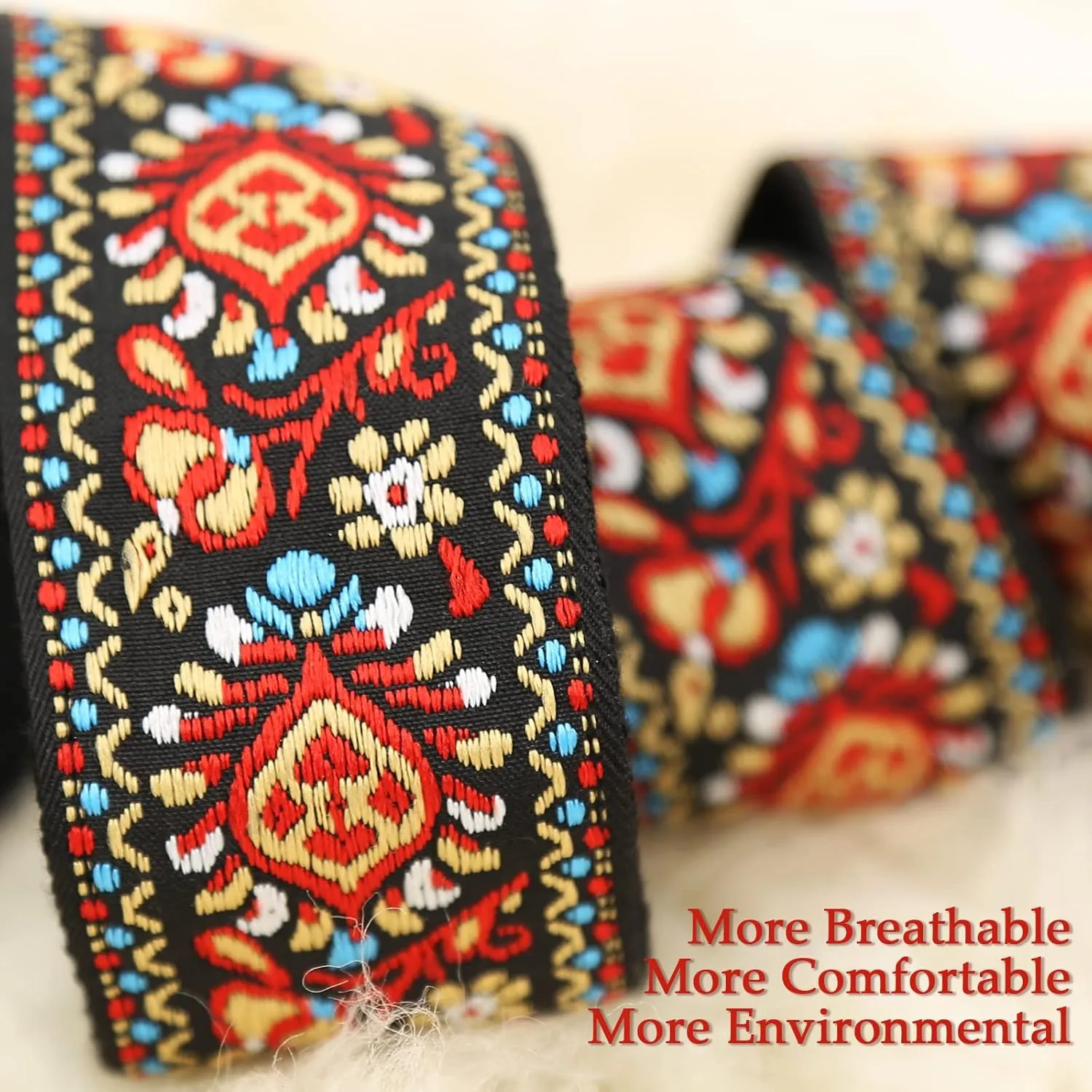 OllarKt Purse Strap 2" Wide Purse Straps Replacement Crossbody Adjustable Leather Bag Strap with Vintage Jacquard