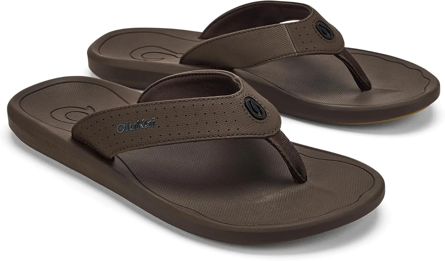 OLUKAI Ki'i Men's Beach Sandals, Quick-Dry Flip-Flop Slides, Water Resistant & Lightweight, Compression Molded Footbed & Ultra-Soft Comfort Fit