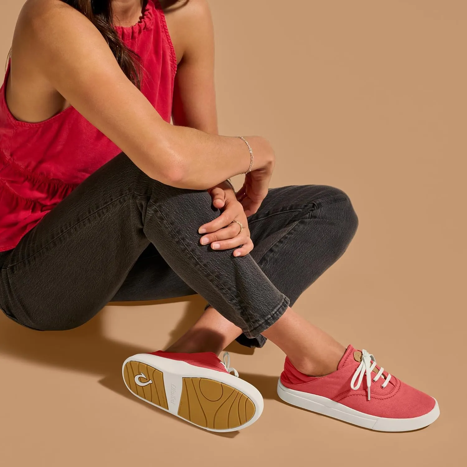 OLUKAI Kohu Women's Everyday Sneaker, Lightweight Canvas & Classic Lace-Up Design, All-Day Comfort & Support