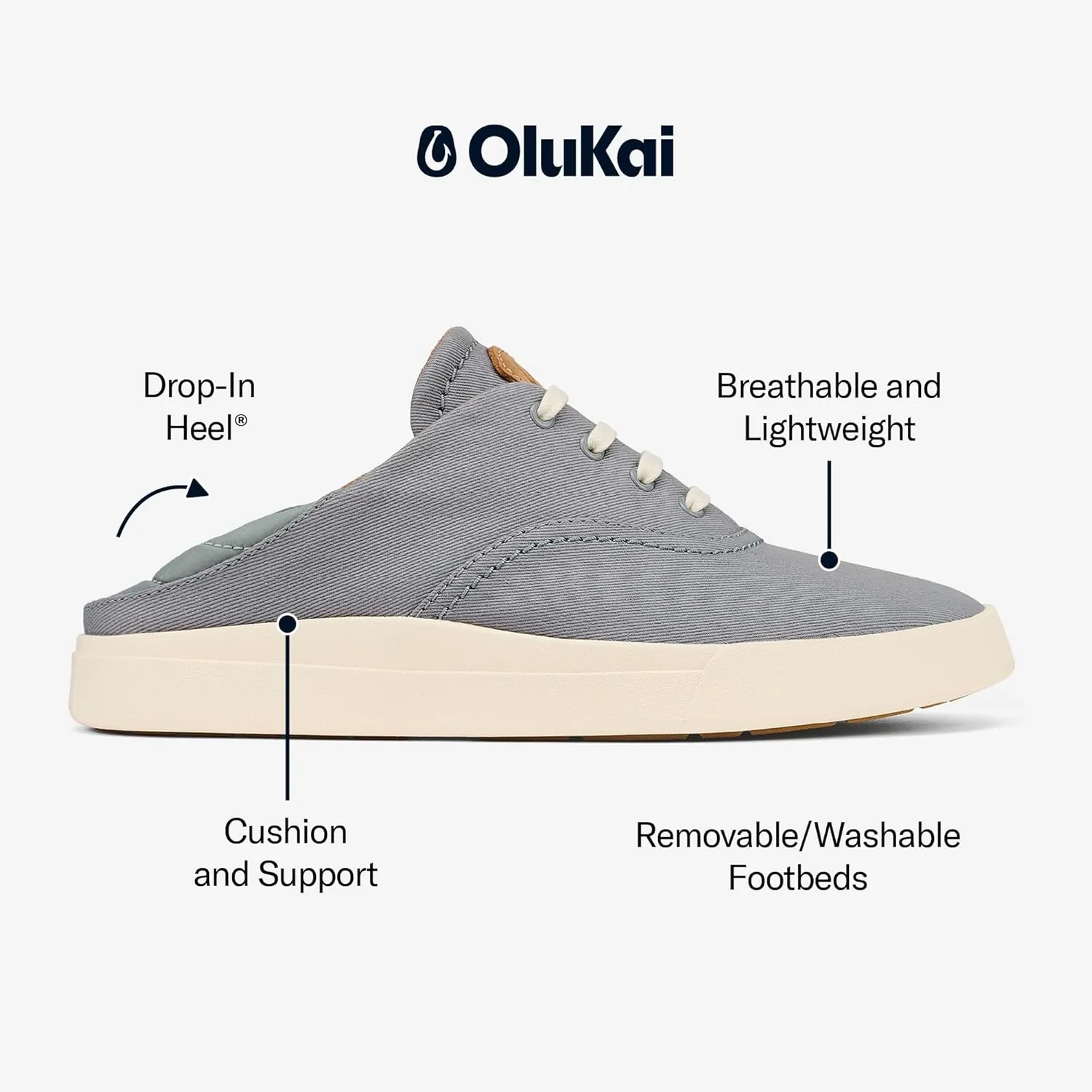 OLUKAI Kohu Women's Everyday Sneaker, Lightweight Canvas & Classic Lace-Up Design, All-Day Comfort & Support