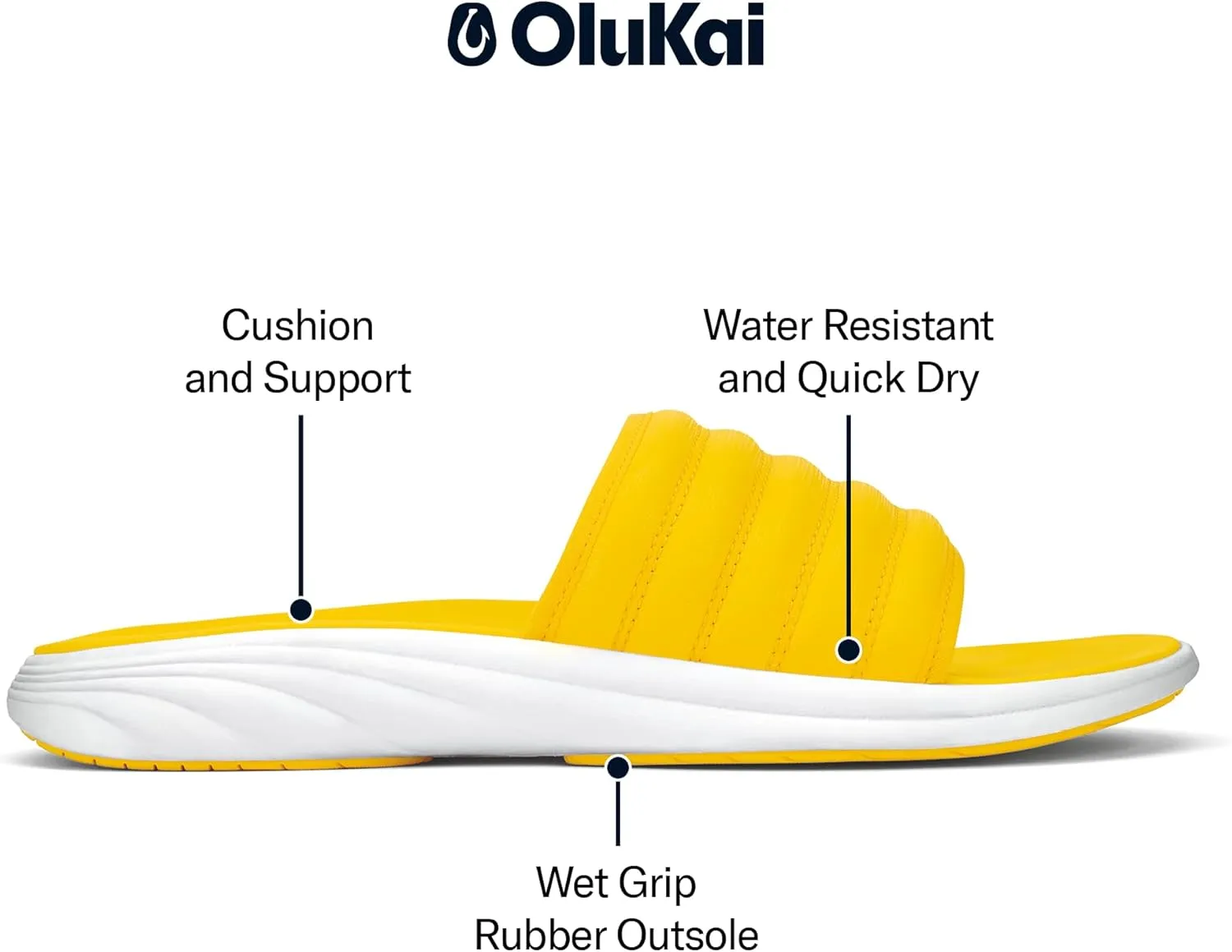 OLUKAI Komo Men's Slide Sandals, Water-Friendly Shoe with Cushioned Strap, All-Day Comfort & Support