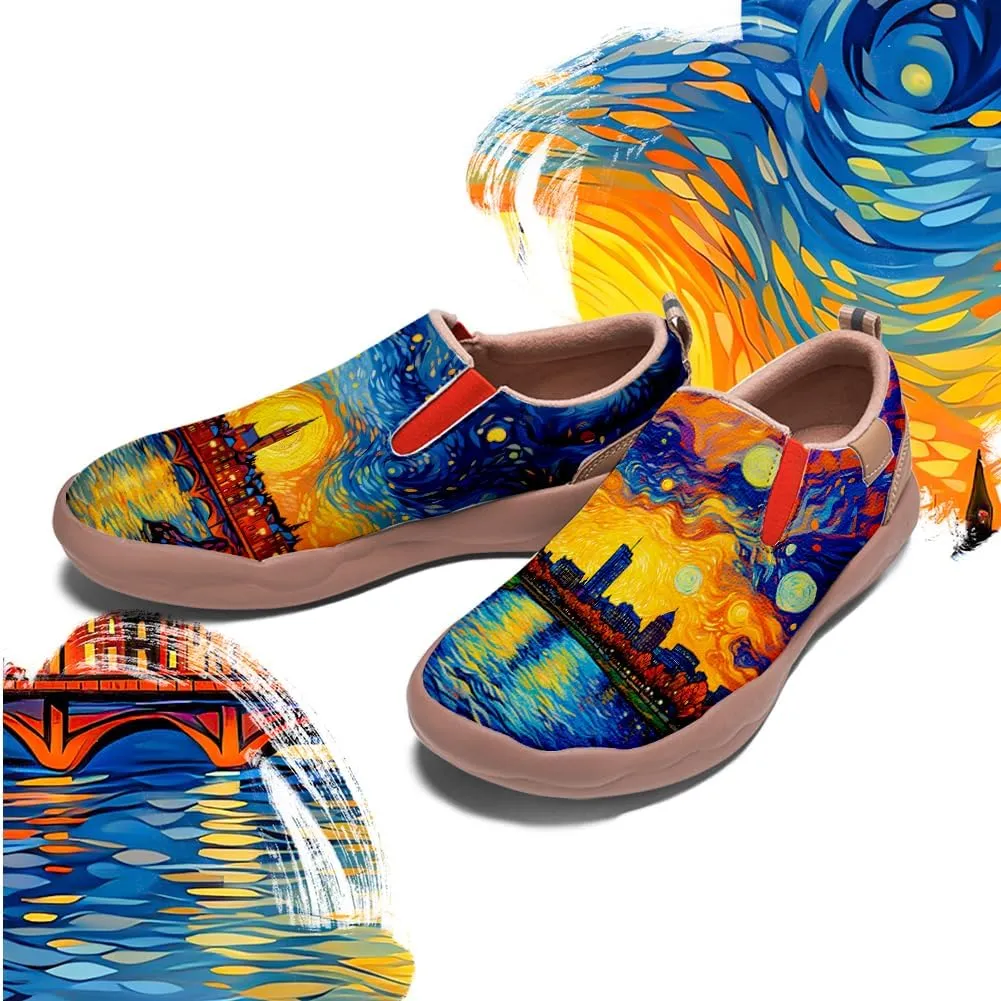 Onehorse Women's Loafers Slip-Ons Casual Travel Shoes Lightweight Comfortable City Painted Leather Fashion Sneaker