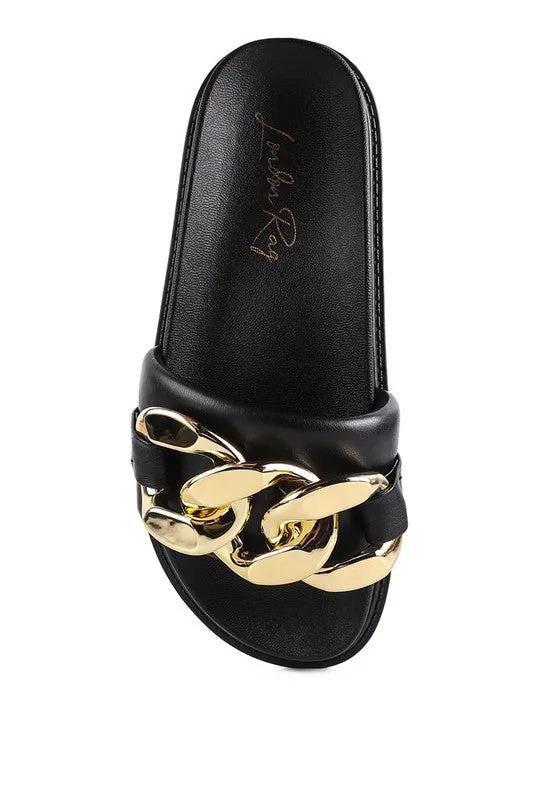 ONYX Metal Chain Slider Flats