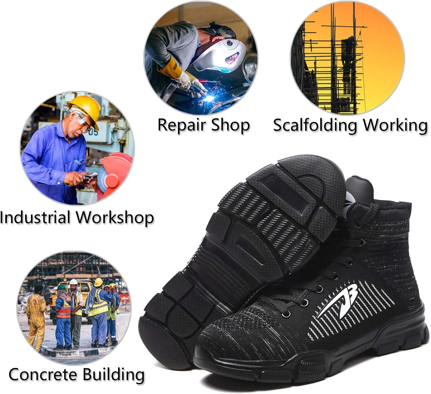 ORISATCO Steel Toe Boots for Mens Womens, Lightweight Comfortable Industrial Construction Slip Resistant Winter Work Safety Shoes