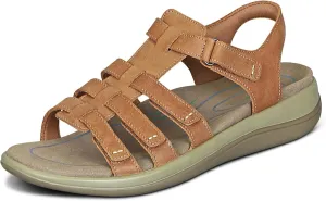 Orthofeet Women's Orthopedic Camel Leather Amalfi Adjustable Sandals, Size 8.5