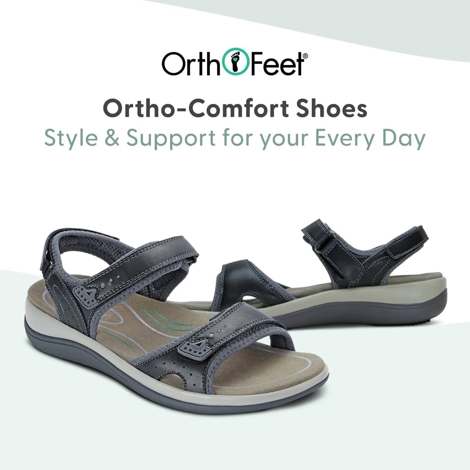 Orthofeet Women's Orthopedic Leather Malibu Adjustable Sandals