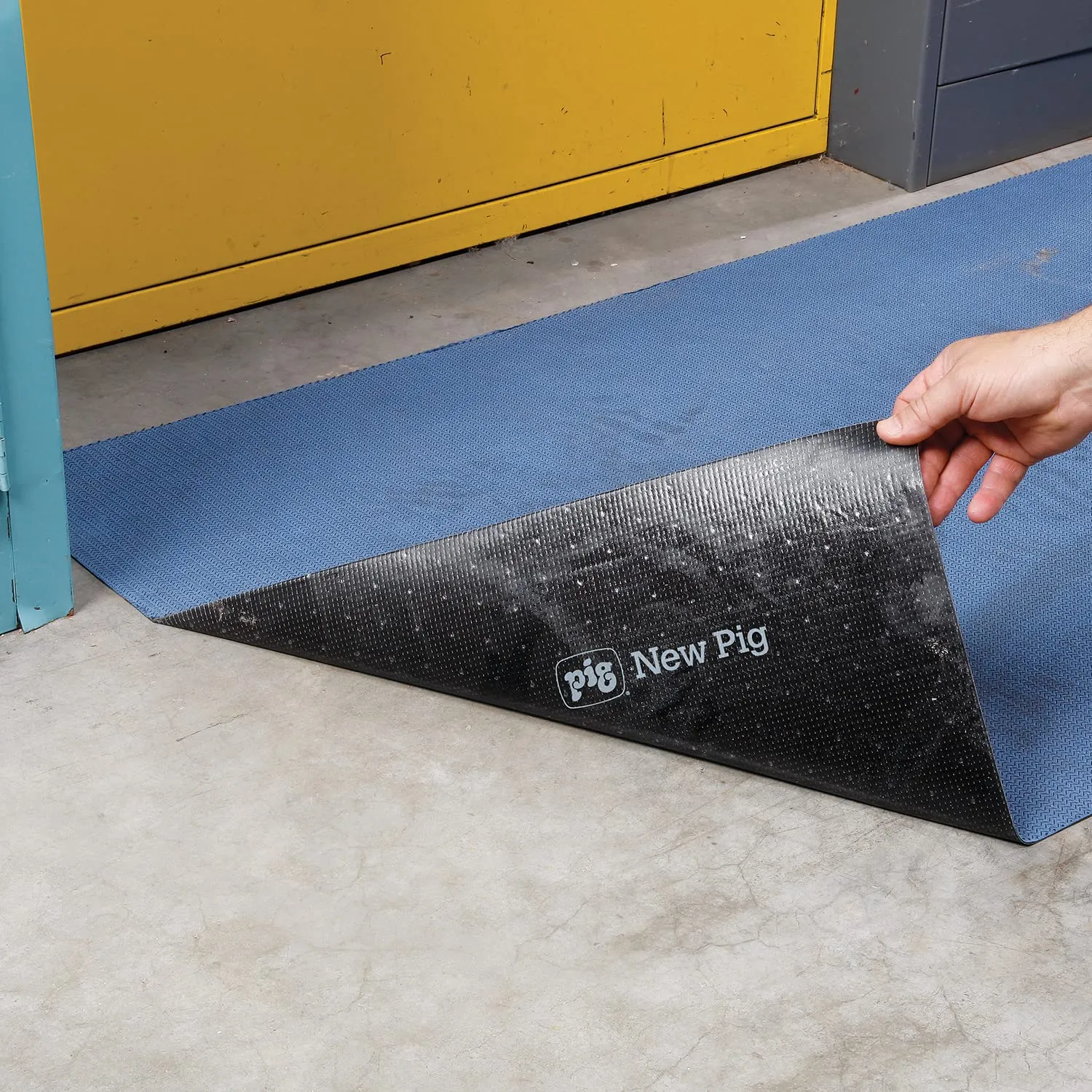 PIG Absorbent Adhesive-Backed Grippy Mat | Absorbs up to 10.5 gal per roll | 32" W x 100' L | MAT32100