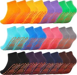 Pilates Socks with Grip for Women Non Slip Grippy Ankle Socks for Yoga Barre Hospital