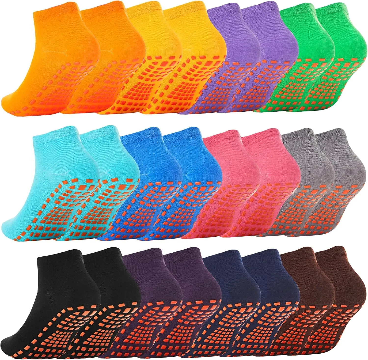 Pilates Socks with Grip for Women Non Slip Grippy Ankle Socks for Yoga Barre Hospital