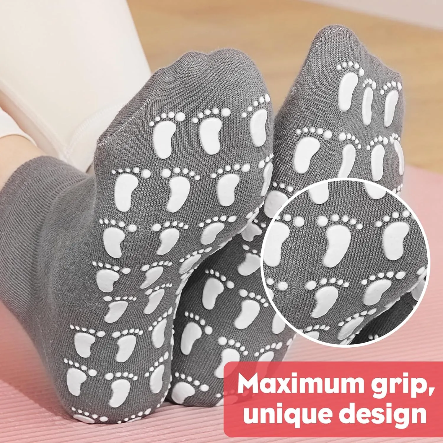 Pilates Socks with Grip for Women Non Slip Grippy Ankle Socks for Yoga Barre Hospital