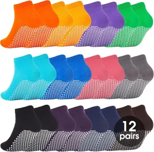 Pilates Socks with Grip for Women Non Slip Grippy Ankle Socks for Yoga Barre Hospital