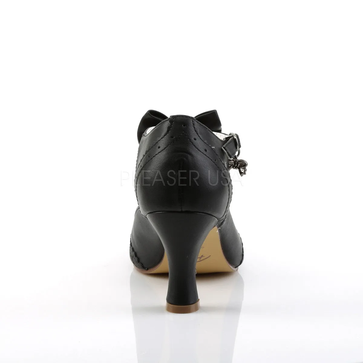 Pin Up Couture FLAPPER-11 Black Wingtip Pump With Bow